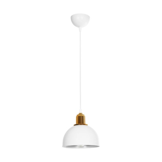 GLOBOSTAR® ΗUT 203-0147 Μοντέρνο Κρεμαστό Φωτιστικό Οροφής με Ντουί 1 x E27 AC 220-240V IP20 - Λευκό & Χρυσό - Μ18 x Π18 x Υ18cm GloboStar® ΗUT 203-0147 Μοντέρνο Κρεμαστό Φωτιστικό Καμπάνα Μονόφωτο 1 x E27 IP20 Λευκό με Χρυσό Πλαστικό - Μ17.5 x Π17.5 x Υ80cm