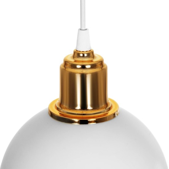 GLOBOSTAR® ΗUT 203-0147 Μοντέρνο Κρεμαστό Φωτιστικό Οροφής με Ντουί 1 x E27 AC 220-240V IP20 - Λευκό & Χρυσό - Μ18 x Π18 x Υ18cm GloboStar® ΗUT 203-0147 Μοντέρνο Κρεμαστό Φωτιστικό Καμπάνα Μονόφωτο 1 x E27 IP20 Λευκό με Χρυσό Πλαστικό - Μ17.5 x Π17.5 x Υ80cm