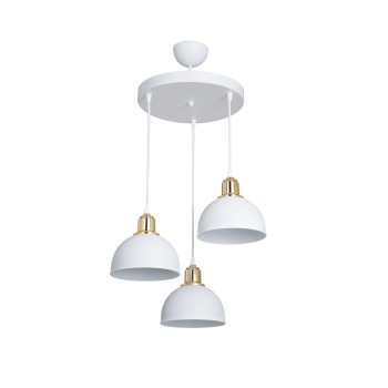 GLOBOSTAR® ΗUT 203-0148 Μοντέρνο Κρεμαστό Φωτιστικό Οροφής με Ντουί 3 x E27 AC 220-240V IP20 - Λευκό & Χρυσό - Μ40 x Π40 x Υ40cm