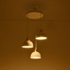 GloboStar® ΗUT 203-0148 Vintage Κρεμαστό Φωτιστικό Καμπάνα Τρίφωτο 3 x E27 IP20 Λευκό με Χρυσό Πλαστικό - Μ40 x Π40 x Υ76cm