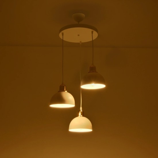 GloboStar® ΗUT 203-0148 Vintage Κρεμαστό Φωτιστικό Καμπάνα Τρίφωτο 3 x E27 IP20 Λευκό με Χρυσό Πλαστικό - Μ40 x Π40 x Υ76cm GloboStar® ΗUT 203-0148 Vintage Κρεμαστό Φωτιστικό Καμπάνα Τρίφωτο 3 x E27 IP20 Λευκό με Χρυσό Πλαστικό - Μ40 x Π40 x Υ76cm