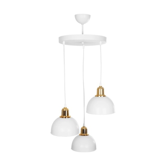 GloboStar® ΗUT 203-0148 Vintage Κρεμαστό Φωτιστικό Καμπάνα Τρίφωτο 3 x E27 IP20 Λευκό με Χρυσό Πλαστικό - Μ40 x Π40 x Υ76cm GloboStar® ΗUT 203-0148 Vintage Κρεμαστό Φωτιστικό Καμπάνα Τρίφωτο 3 x E27 IP20 Λευκό με Χρυσό Πλαστικό - Μ40 x Π40 x Υ76cm
