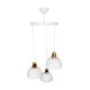GloboStar® ΗUT 203-0148 Vintage Κρεμαστό Φωτιστικό Καμπάνα Τρίφωτο 3 x E27 IP20 Λευκό με Χρυσό Πλαστικό - Μ40 x Π40 x Υ76cm