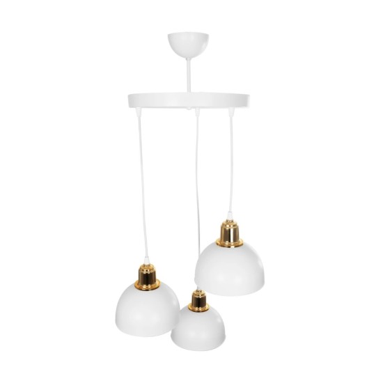 GloboStar® ΗUT 203-0148 Vintage Κρεμαστό Φωτιστικό Καμπάνα Τρίφωτο 3 x E27 IP20 Λευκό με Χρυσό Πλαστικό - Μ40 x Π40 x Υ76cm GloboStar® ΗUT 203-0148 Vintage Κρεμαστό Φωτιστικό Καμπάνα Τρίφωτο 3 x E27 IP20 Λευκό με Χρυσό Πλαστικό - Μ40 x Π40 x Υ76cm