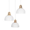 GloboStar® ΗUT 203-0148 Vintage Κρεμαστό Φωτιστικό Καμπάνα Τρίφωτο 3 x E27 IP20 Λευκό με Χρυσό Πλαστικό - Μ40 x Π40 x Υ76cm