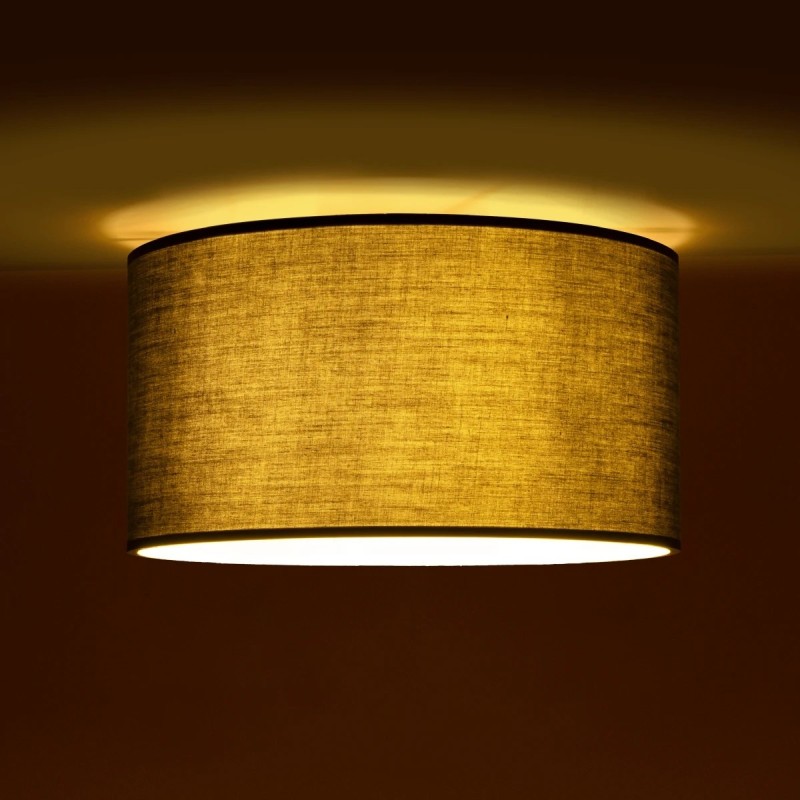 GloboStar® CILIO 203-0158 Μοντέρνο Φωτιστικό Οροφής Καπέλο Μονόφωτο 1 x E27 IP20 Γκρι Ύφασμα - Μ38 x Π30 x Υ21cm