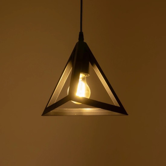 GLOBOSTAR® TRIANGLE 203-0159 Μοντέρνο Κρεμαστό Φωτιστικό Οροφής με Ντουί 1 x E27 AC 220-240V IP20 - Μάυρο - Μ24 x Π24 x Υ22cm GloboStar® TRIANGLE 203-0159 Μοντέρνο Κρεμαστό Φωτιστικό Καμπάνα Μονόφωτο 1 x E27 IP20 Μάυρο Πλαστικό - Μ24 x Π24 x Υ86cm