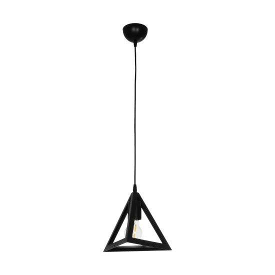 GLOBOSTAR® TRIANGLE 203-0159 Μοντέρνο Κρεμαστό Φωτιστικό Οροφής με Ντουί 1 x E27 AC 220-240V IP20 - Μάυρο - Μ24 x Π24 x Υ22cm GloboStar® TRIANGLE 203-0159 Μοντέρνο Κρεμαστό Φωτιστικό Καμπάνα Μονόφωτο 1 x E27 IP20 Μάυρο Πλαστικό - Μ24 x Π24 x Υ86cm