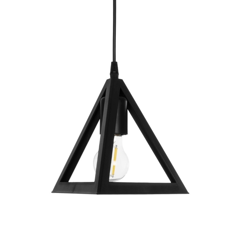 GloboStar® TRIANGLE 203-0159 Μοντέρνο Κρεμαστό Φωτιστικό Καμπάνα Μονόφωτο 1 x E27 IP20 Μάυρο Πλαστικό - Μ24 x Π24 x Υ86cm