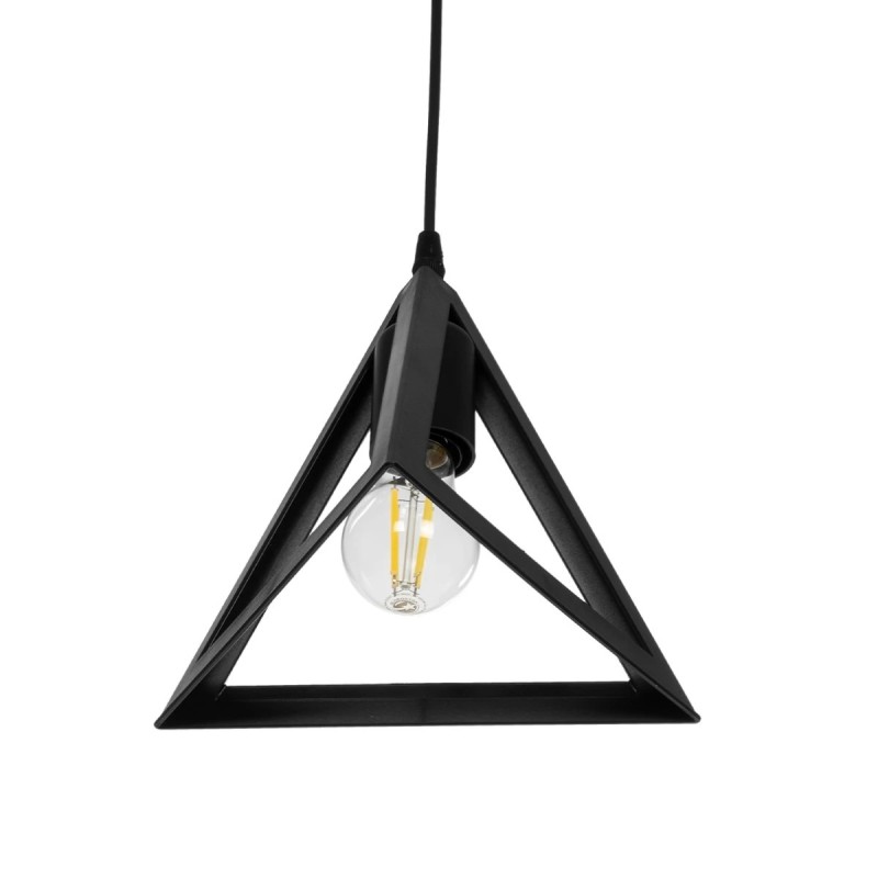 GloboStar® TRIANGLE 203-0159 Μοντέρνο Κρεμαστό Φωτιστικό Καμπάνα Μονόφωτο 1 x E27 IP20 Μάυρο Πλαστικό - Μ24 x Π24 x Υ86cm