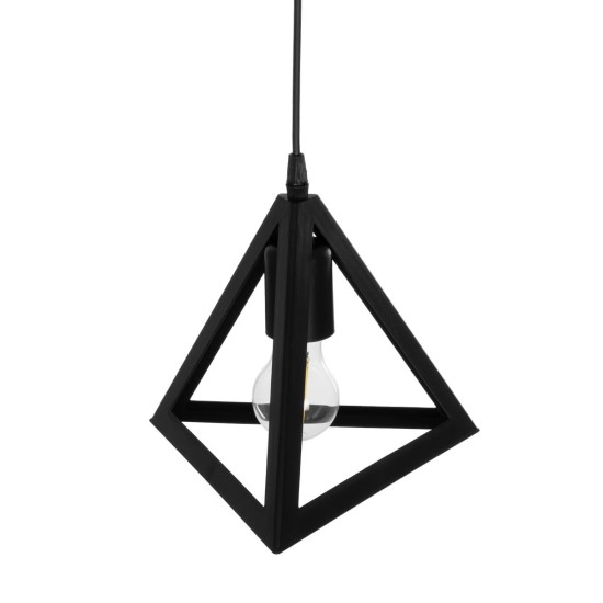 GLOBOSTAR® TRIANGLE 203-0159 Μοντέρνο Κρεμαστό Φωτιστικό Οροφής με Ντουί 1 x E27 AC 220-240V IP20 - Μάυρο - Μ24 x Π24 x Υ22cm GloboStar® TRIANGLE 203-0159 Μοντέρνο Κρεμαστό Φωτιστικό Καμπάνα Μονόφωτο 1 x E27 IP20 Μάυρο Πλαστικό - Μ24 x Π24 x Υ86cm