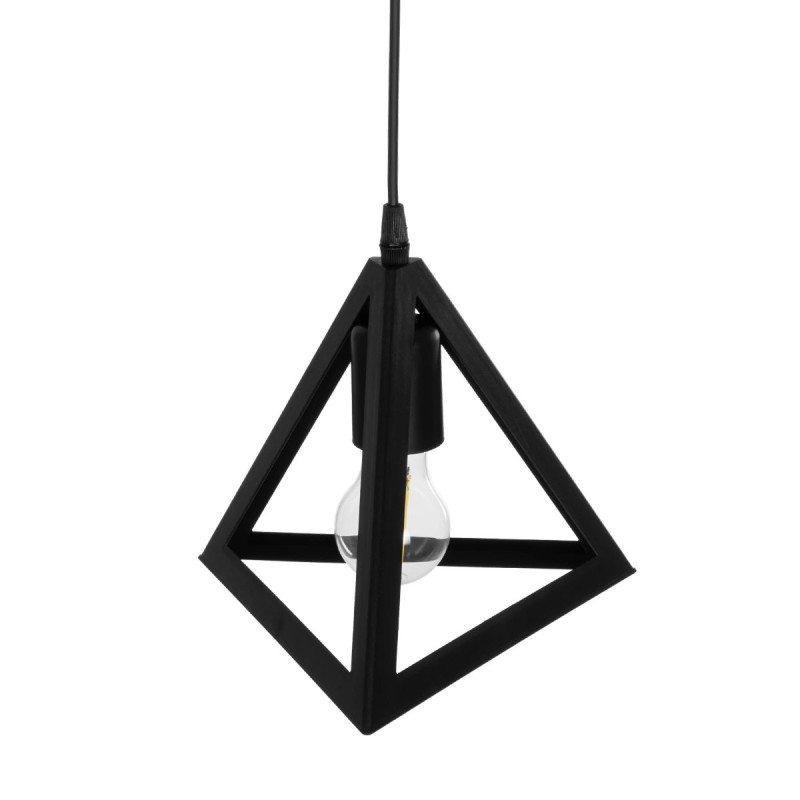 GloboStar® TRIANGLE 203-0159 Μοντέρνο Κρεμαστό Φωτιστικό Καμπάνα Μονόφωτο 1 x E27 IP20 Μάυρο Πλαστικό - Μ24 x Π24 x Υ86cm