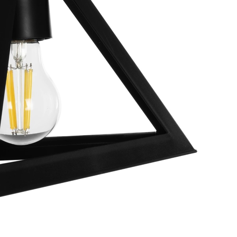 GloboStar® TRIANGLE 203-0159 Μοντέρνο Κρεμαστό Φωτιστικό Καμπάνα Μονόφωτο 1 x E27 IP20 Μάυρο Πλαστικό - Μ24 x Π24 x Υ86cm