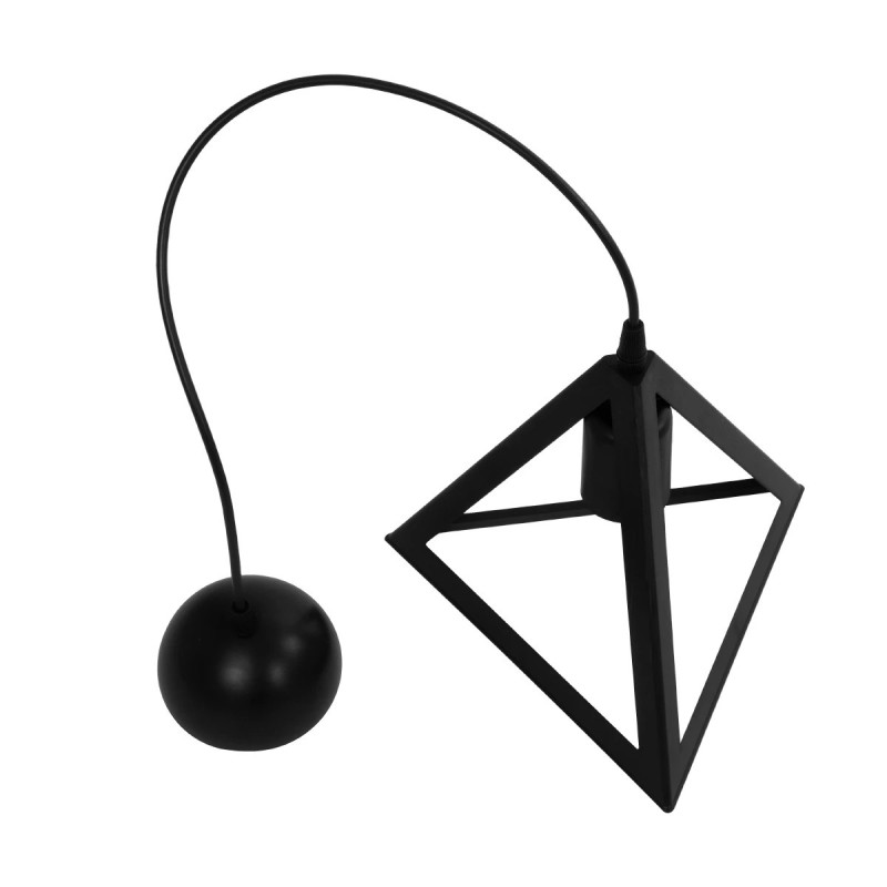 GloboStar® TRIANGLE 203-0159 Μοντέρνο Κρεμαστό Φωτιστικό Καμπάνα Μονόφωτο 1 x E27 IP20 Μάυρο Πλαστικό - Μ24 x Π24 x Υ86cm