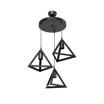 GLOBOSTAR® TRIANGLE 203-0160 Μοντέρνο Κρεμαστό Φωτιστικό Οροφής με Ντουί 3 x E27 AC 220-240V IP20 - Μάυρο - Μ67 x Π67 x Υ50cm