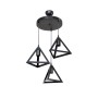GLOBOSTAR® TRIANGLE 203-0160 Μοντέρνο Κρεμαστό Φωτιστικό Οροφής με Ντουί 3 x E27 AC 220-240V IP20 - Μάυρο - Μ67 x Π67 x Υ50cm