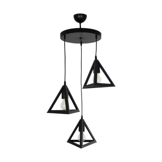GloboStar® TRIANGLE 203-0160 Μοντέρνο Κρεμαστό Φωτιστικό Καμπάνα Τρίφωτο 3 x E27 IP20 Μαύρο Πλαστικό - Μ50 x Π50 x Υ80cm GloboStar® TRIANGLE 203-0160 Μοντέρνο Κρεμαστό Φωτιστικό Καμπάνα Τρίφωτο 3 x E27 IP20 Μαύρο Πλαστικό - Μ50 x Π50 x Υ80cm