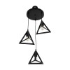 GloboStar® TRIANGLE 203-0160 Μοντέρνο Κρεμαστό Φωτιστικό Καμπάνα Τρίφωτο 3 x E27 IP20 Μαύρο Πλαστικό - Μ50 x Π50 x Υ80cm