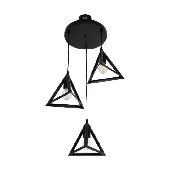 GloboStar® TRIANGLE 203-0160 Μοντέρνο Κρεμαστό Φωτιστικό Καμπάνα Τρίφωτο 3 x E27 IP20 Μαύρο Πλαστικό - Μ50 x Π50 x Υ80cm GloboStar® TRIANGLE 203-0160 Μοντέρνο Κρεμαστό Φωτιστικό Καμπάνα Τρίφωτο 3 x E27 IP20 Μαύρο Πλαστικό - Μ50 x Π50 x Υ80cm