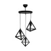 GloboStar® TRIANGLE 203-0160 Μοντέρνο Κρεμαστό Φωτιστικό Καμπάνα Τρίφωτο 3 x E27 IP20 Μαύρο Πλαστικό - Μ50 x Π50 x Υ80cm