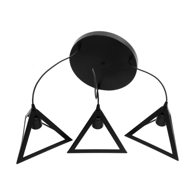 GloboStar® TRIANGLE 203-0160 Μοντέρνο Κρεμαστό Φωτιστικό Καμπάνα Τρίφωτο 3 x E27 IP20 Μαύρο Πλαστικό - Μ50 x Π50 x Υ80cm