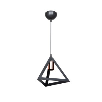 GLOBOSTAR® TRIANGLE 203-0161 Μοντέρνο Κρεμαστό Φωτιστικό Οροφής με Ντουί 1 x E27 AC 220-240V IP20 - Μάυρο & Χάλκινο - Μ24 x Π24 x Υ22cm