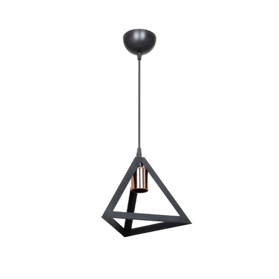 GLOBOSTAR® TRIANGLE 203-0161 Μοντέρνο Κρεμαστό Φωτιστικό Οροφής με Ντουί 1 x E27 AC 220-240V IP20 - Μάυρο & Χάλκινο - Μ24 x Π24 x Υ22cm GloboStar® TRIANGLE 203-0161 Μοντέρνο Κρεμαστό Φωτιστικό Καμπάνα Μονόφωτο 1 x E27 IP20 Μάυρο με Χρυσό Πλαστικό - Μ24 x Π24 x Υ86cm