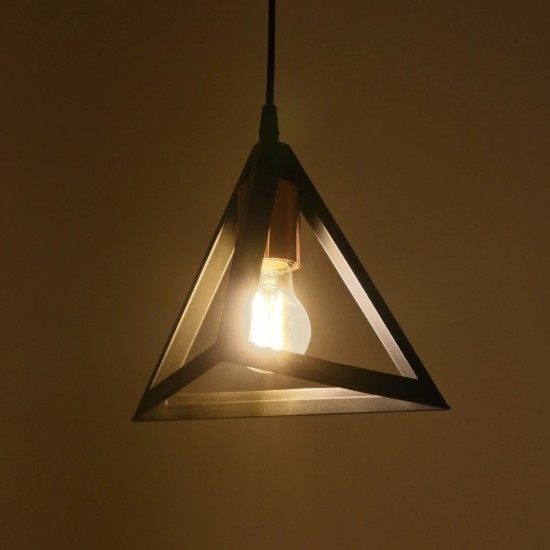 GLOBOSTAR® TRIANGLE 203-0161 Μοντέρνο Κρεμαστό Φωτιστικό Οροφής με Ντουί 1 x E27 AC 220-240V IP20 - Μάυρο & Χάλκινο - Μ24 x Π24 x Υ22cm GloboStar® TRIANGLE 203-0161 Μοντέρνο Κρεμαστό Φωτιστικό Καμπάνα Μονόφωτο 1 x E27 IP20 Μάυρο με Χρυσό Πλαστικό - Μ24 x Π24 x Υ86cm