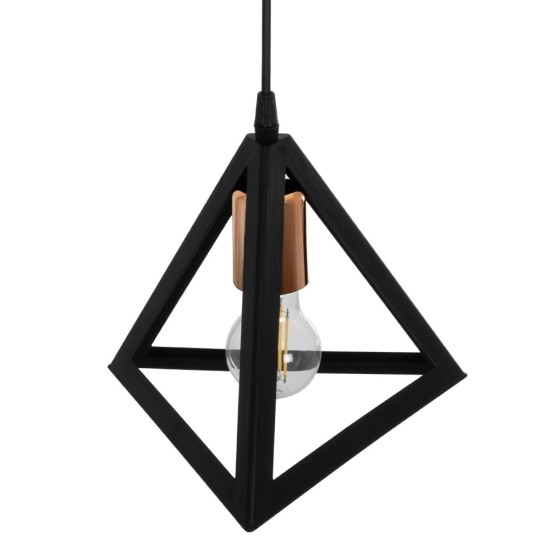 GLOBOSTAR® TRIANGLE 203-0161 Μοντέρνο Κρεμαστό Φωτιστικό Οροφής με Ντουί 1 x E27 AC 220-240V IP20 - Μάυρο & Χάλκινο - Μ24 x Π24 x Υ22cm GloboStar® TRIANGLE 203-0161 Μοντέρνο Κρεμαστό Φωτιστικό Καμπάνα Μονόφωτο 1 x E27 IP20 Μάυρο με Χρυσό Πλαστικό - Μ24 x Π24 x Υ86cm