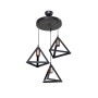 GLOBOSTAR® TRIANGLE 203-0162 Μοντέρνο Κρεμαστό Φωτιστικό Οροφής με Ντουί 3 x E27 AC 220-240V IP20 - Μάυρο & Χάλκινο - Μ67 x Π67 x Υ50cm