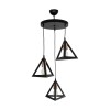GloboStar® TRIANGLE 203-0162 Μοντέρνο Κρεμαστό Φωτιστικό Καμπάνα Τρίφωτο 3 x E27 IP20 Μαύρο με Χρυσό Πλαστικό - Μ50 x Π50 x Υ80cm