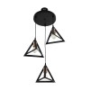 GloboStar® TRIANGLE 203-0162 Μοντέρνο Κρεμαστό Φωτιστικό Καμπάνα Τρίφωτο 3 x E27 IP20 Μαύρο με Χρυσό Πλαστικό - Μ50 x Π50 x Υ80cm