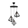 GloboStar® TRIANGLE 203-0162 Μοντέρνο Κρεμαστό Φωτιστικό Καμπάνα Τρίφωτο 3 x E27 IP20 Μαύρο με Χρυσό Πλαστικό - Μ50 x Π50 x Υ80cm