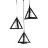 GloboStar® TRIANGLE 203-0162 Μοντέρνο Κρεμαστό Φωτιστικό Καμπάνα Τρίφωτο 3 x E27 IP20 Μαύρο με Χρυσό Πλαστικό - Μ50 x Π50 x Υ80cm