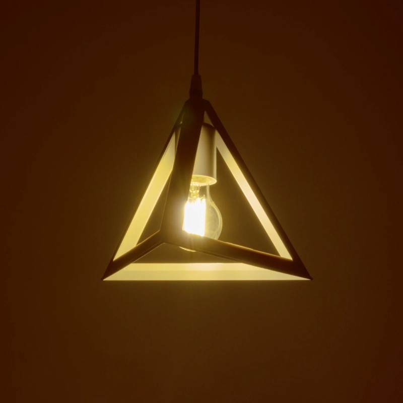 GloboStar® TRIANGLE 203-0163 Μοντέρνο Κρεμαστό Φωτιστικό Καμπάνα Μονόφωτο 1 x E27 IP20 Λευκό Πλαστικό - Μ24 x Π24 x Υ86cm
