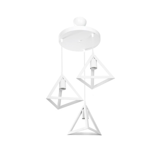 GloboStar® TRIANGLE 203-0164 Μοντέρνο Κρεμαστό Φωτιστικό Καμπάνα Τρίφωτο 3 x E27 IP20 Λευκό Πλαστικό - Μ50 x Π50 x Υ80cm GloboStar® TRIANGLE 203-0164 Μοντέρνο Κρεμαστό Φωτιστικό Καμπάνα Τρίφωτο 3 x E27 IP20 Λευκό Πλαστικό - Μ50 x Π50 x Υ80cm