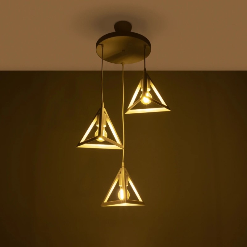 GloboStar® TRIANGLE 203-0164 Μοντέρνο Κρεμαστό Φωτιστικό Καμπάνα Τρίφωτο 3 x E27 IP20 Λευκό Πλαστικό - Μ50 x Π50 x Υ80cm