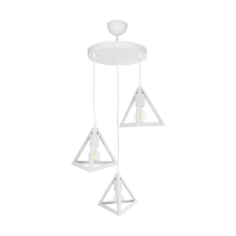 GloboStar® TRIANGLE 203-0164 Μοντέρνο Κρεμαστό Φωτιστικό Καμπάνα Τρίφωτο 3 x E27 IP20 Λευκό Πλαστικό - Μ50 x Π50 x Υ80cm