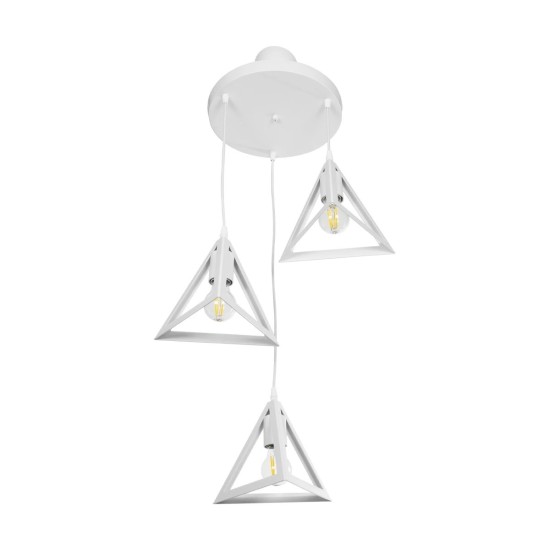 GloboStar® TRIANGLE 203-0164 Μοντέρνο Κρεμαστό Φωτιστικό Καμπάνα Τρίφωτο 3 x E27 IP20 Λευκό Πλαστικό - Μ50 x Π50 x Υ80cm GloboStar® TRIANGLE 203-0164 Μοντέρνο Κρεμαστό Φωτιστικό Καμπάνα Τρίφωτο 3 x E27 IP20 Λευκό Πλαστικό - Μ50 x Π50 x Υ80cm