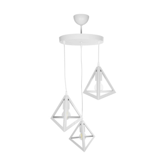 GloboStar® TRIANGLE 203-0164 Μοντέρνο Κρεμαστό Φωτιστικό Καμπάνα Τρίφωτο 3 x E27 IP20 Λευκό Πλαστικό - Μ50 x Π50 x Υ80cm GloboStar® TRIANGLE 203-0164 Μοντέρνο Κρεμαστό Φωτιστικό Καμπάνα Τρίφωτο 3 x E27 IP20 Λευκό Πλαστικό - Μ50 x Π50 x Υ80cm