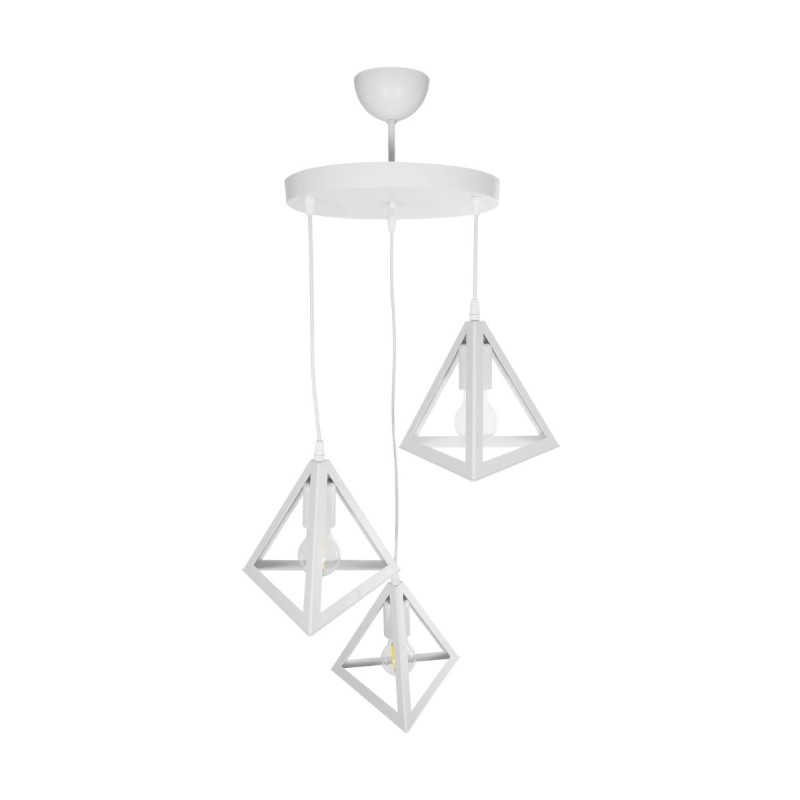 GloboStar® TRIANGLE 203-0164 Μοντέρνο Κρεμαστό Φωτιστικό Καμπάνα Τρίφωτο 3 x E27 IP20 Λευκό Πλαστικό - Μ50 x Π50 x Υ80cm