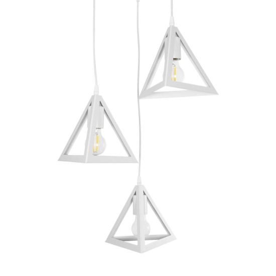 GloboStar® TRIANGLE 203-0164 Μοντέρνο Κρεμαστό Φωτιστικό Καμπάνα Τρίφωτο 3 x E27 IP20 Λευκό Πλαστικό - Μ50 x Π50 x Υ80cm GloboStar® TRIANGLE 203-0164 Μοντέρνο Κρεμαστό Φωτιστικό Καμπάνα Τρίφωτο 3 x E27 IP20 Λευκό Πλαστικό - Μ50 x Π50 x Υ80cm