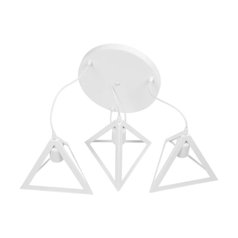 GloboStar® TRIANGLE 203-0164 Μοντέρνο Κρεμαστό Φωτιστικό Καμπάνα Τρίφωτο 3 x E27 IP20 Λευκό Πλαστικό - Μ50 x Π50 x Υ80cm