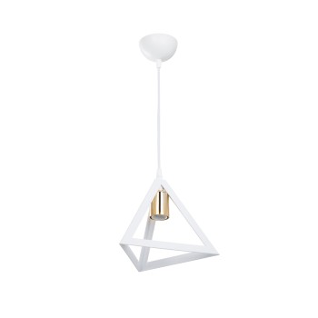 GLOBOSTAR® TRIANGLE 203-0165 Μοντέρνο Κρεμαστό Φωτιστικό Οροφής με Ντουί 1 x E27 AC 220-240V IP20 - Λευκό & Χάλκινο - Μ24 x Π24 x Υ22cm