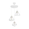 GloboStar® TRIANGLE 203-0166 Μοντέρνο Κρεμαστό Φωτιστικό Καμπάνα Τρίφωτο 3 x E27 IP20 Λευκό με Χρυσό Πλαστικό - Μ50 x Π50 x Υ80cm