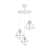 GloboStar® TRIANGLE 203-0166 Μοντέρνο Κρεμαστό Φωτιστικό Καμπάνα Τρίφωτο 3 x E27 IP20 Λευκό με Χρυσό Πλαστικό - Μ50 x Π50 x Υ80cm