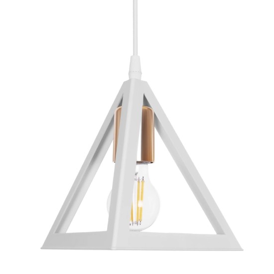 GloboStar® TRIANGLE 203-0166 Μοντέρνο Κρεμαστό Φωτιστικό Καμπάνα Τρίφωτο 3 x E27 IP20 Λευκό με Χρυσό Πλαστικό - Μ50 x Π50 x Υ80cm GloboStar® TRIANGLE 203-0166 Μοντέρνο Κρεμαστό Φωτιστικό Καμπάνα Τρίφωτο 3 x E27 IP20 Λευκό με Χρυσό Πλαστικό - Μ50 x Π50 x Υ80cm