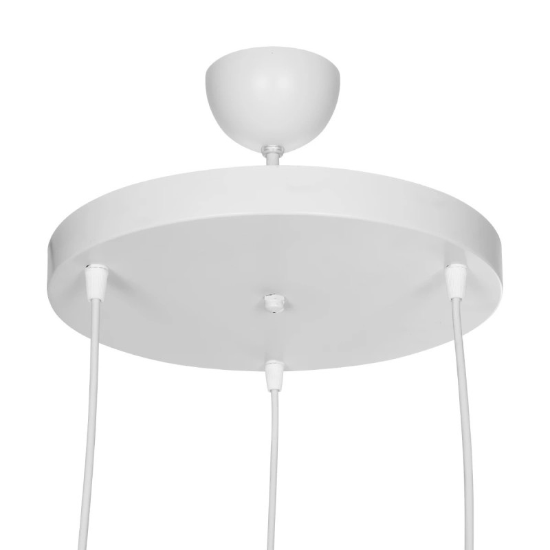 GloboStar® TRIANGLE 203-0166 Μοντέρνο Κρεμαστό Φωτιστικό Καμπάνα Τρίφωτο 3 x E27 IP20 Λευκό με Χρυσό Πλαστικό - Μ50 x Π50 x Υ80cm