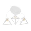 GloboStar® TRIANGLE 203-0166 Μοντέρνο Κρεμαστό Φωτιστικό Καμπάνα Τρίφωτο 3 x E27 IP20 Λευκό με Χρυσό Πλαστικό - Μ50 x Π50 x Υ80cm