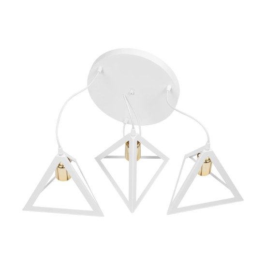 GloboStar® TRIANGLE 203-0166 Μοντέρνο Κρεμαστό Φωτιστικό Καμπάνα Τρίφωτο 3 x E27 IP20 Λευκό με Χρυσό Πλαστικό - Μ50 x Π50 x Υ80cm GloboStar® TRIANGLE 203-0166 Μοντέρνο Κρεμαστό Φωτιστικό Καμπάνα Τρίφωτο 3 x E27 IP20 Λευκό με Χρυσό Πλαστικό - Μ50 x Π50 x Υ80cm